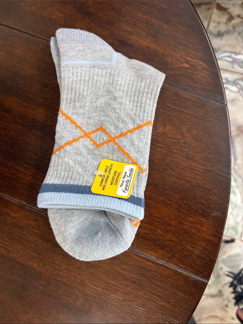 Men's Grey Athletic Socks with Orange Accent